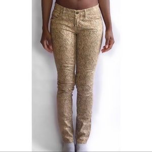 C. Wonder Snake Print Skinny Jeans - Gold metallic